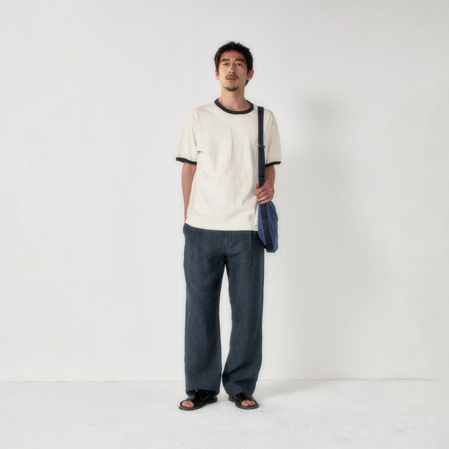 Slub Ringer Tee_Cream/Navy