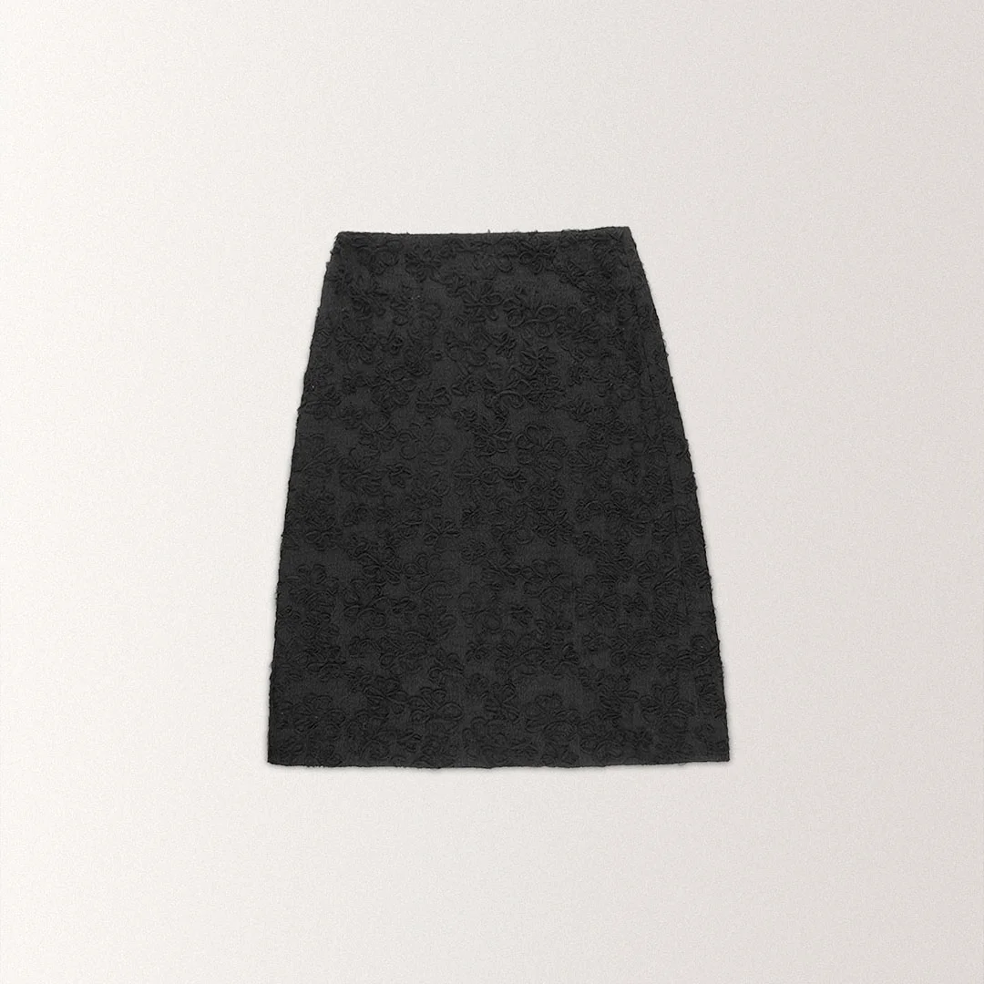JAQUARD FLOWER LACE LONG SKIRT