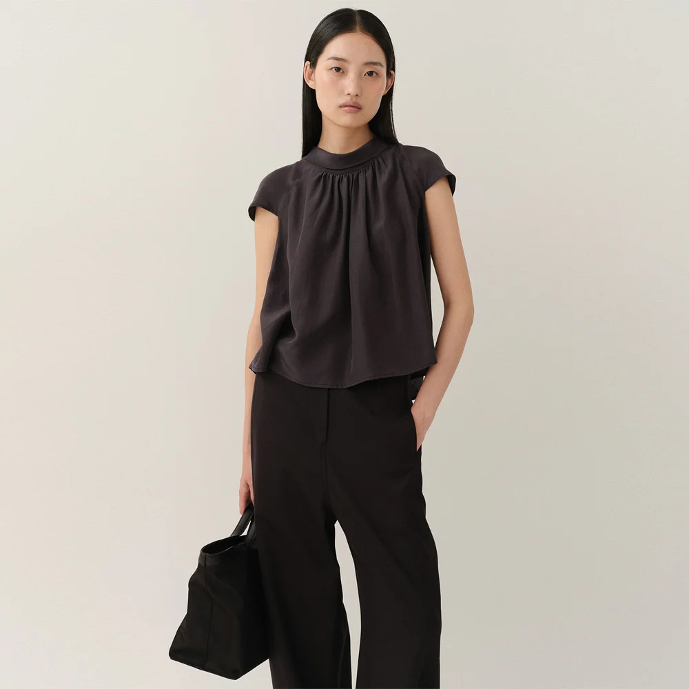 Gather Blouse Dark-Navy