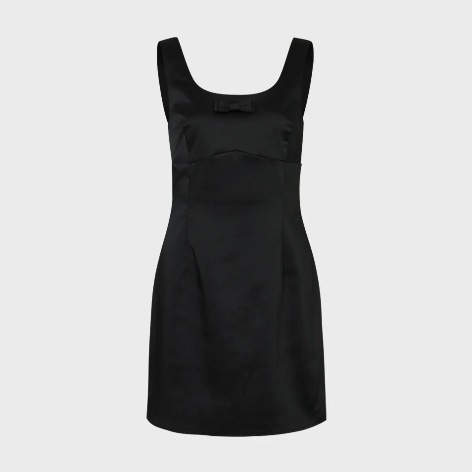 Prom Slim Satin Mini Dress (Black)