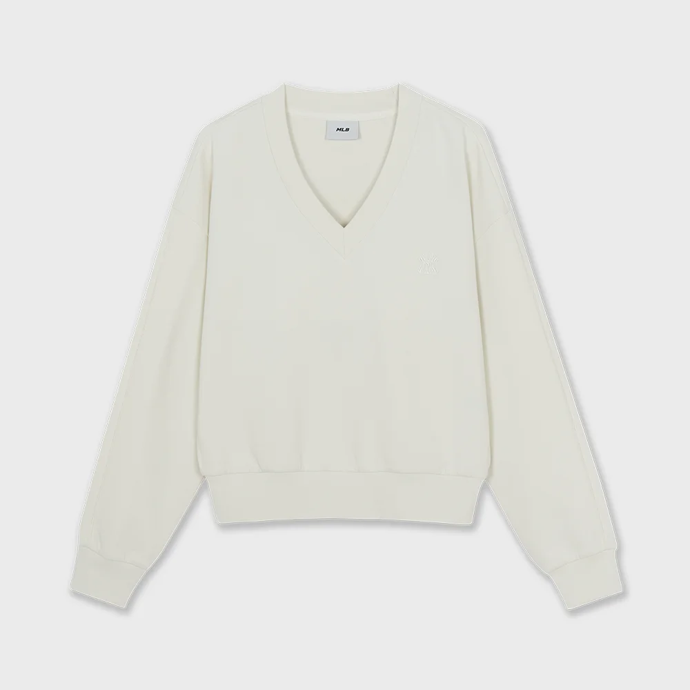 女裝 基本款 小標誌 V領 衛衣 NY (Cream)