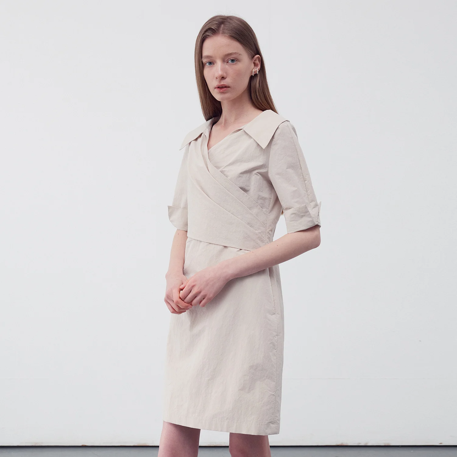 DRAPED WRAP SHIRT DRESS
