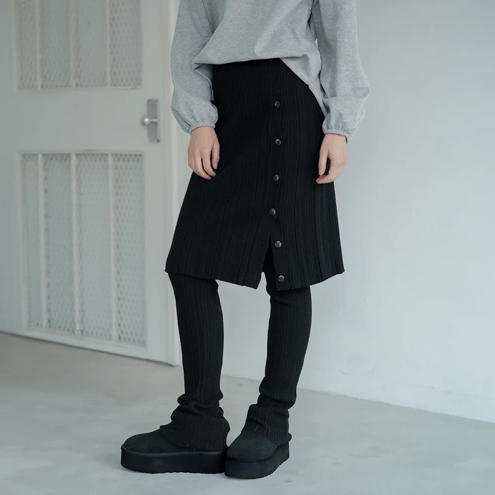 Sion Knit Skirt Pants (Black)