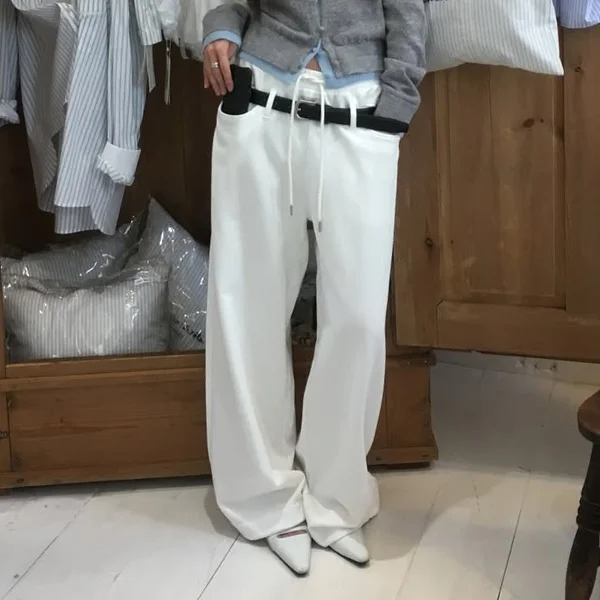 BELT SET TWO-WAY SWEAT PANTS WHITE