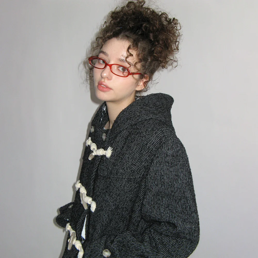WOOL DUFFLE HALF COAT_CHARCOAL