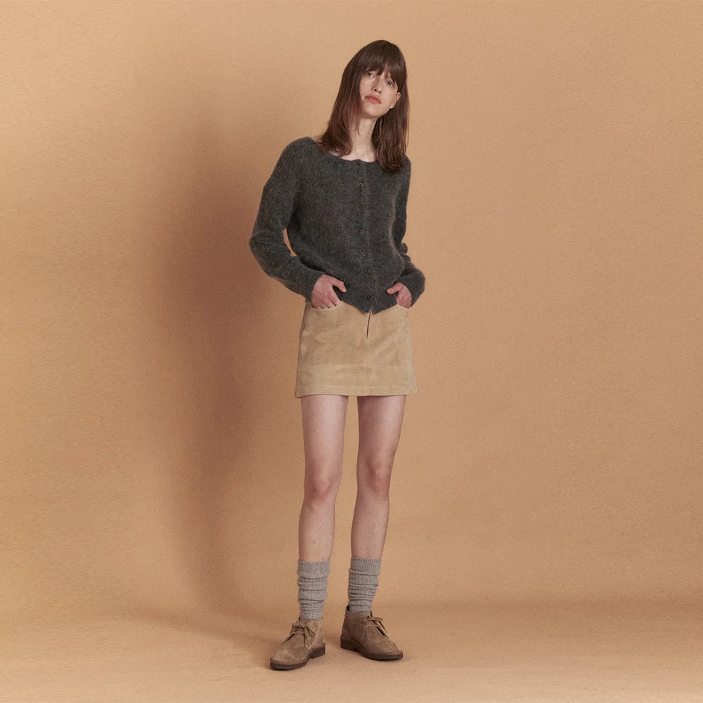 Mouse Kid-Mohair Cardigan (Gray)