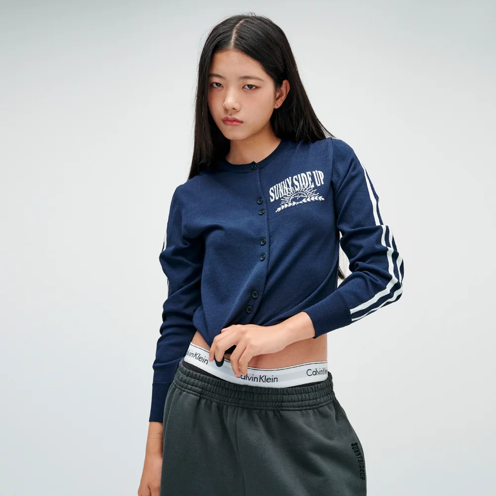 (女裝) 線條 開襟外套(海軍藍)