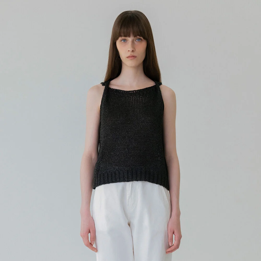 Twist Sleeveless Knit (Charcoal)