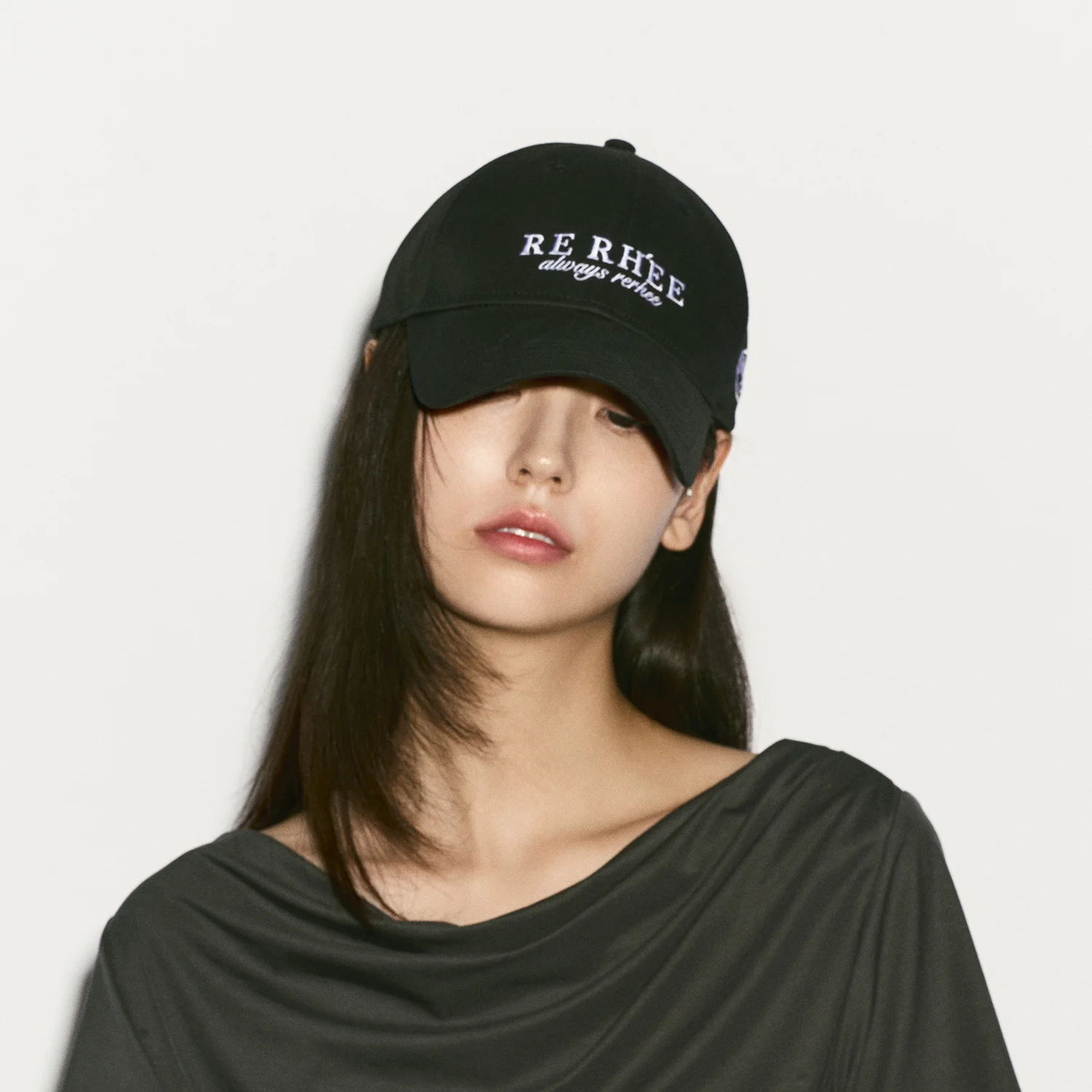 LOGO EMBROIDERED COTTON BALL CAP BLACK