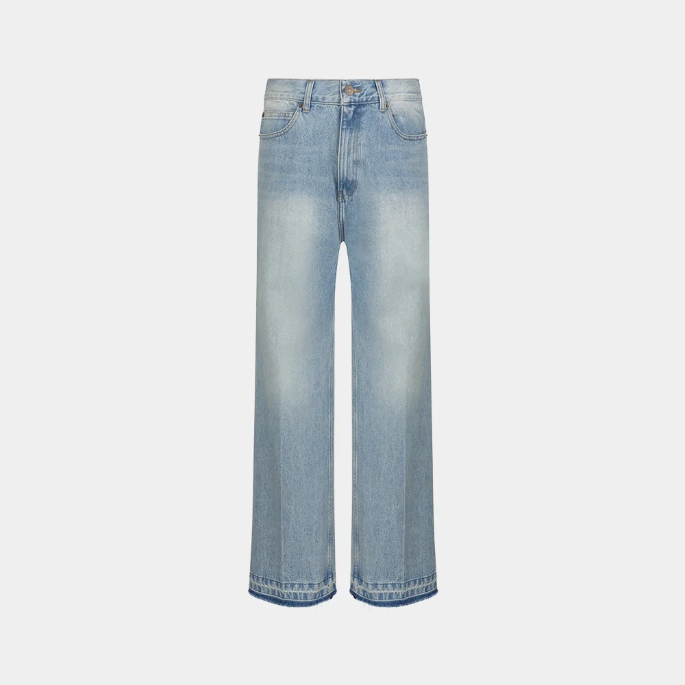 (W) WASHED FLARED JEANS - LIGHT BLUE