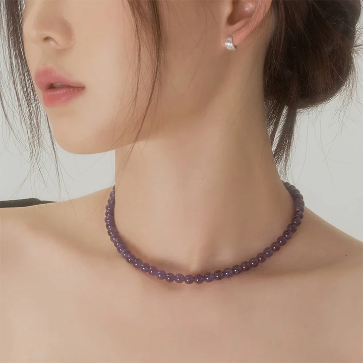 14k 包金 天然 紫水晶 頸鏈領 頸鏈 (2size)