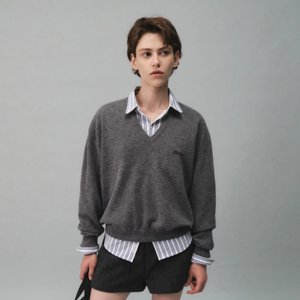 26FW MYLES V-NECK KNIT (MELANGE GRAY)