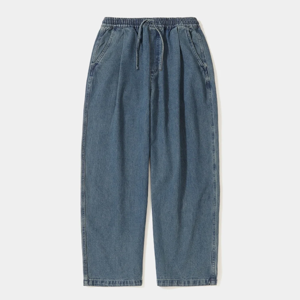 M-LABEL LOOSE-FIT PINTUCK DENIM PANTS_MIDNIGHT JEAN