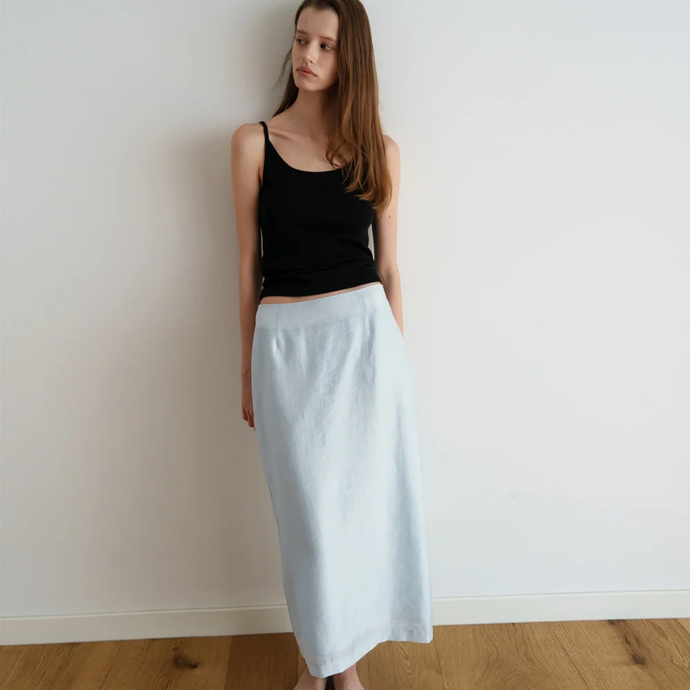 GARDEN JACQUARD SKIRT_PALE BLUE