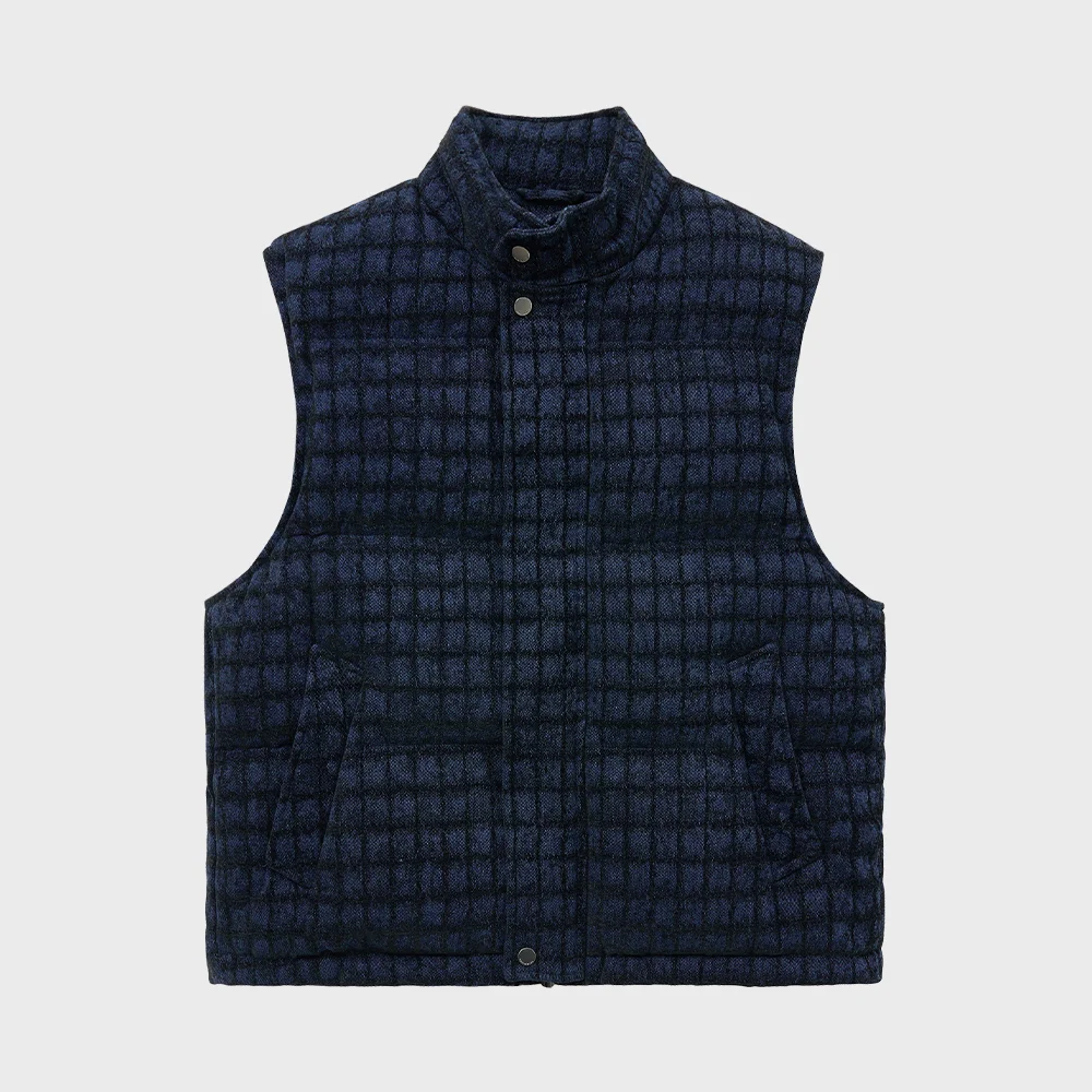 CHECK PATTERN DOWN VEST (INDIGO)