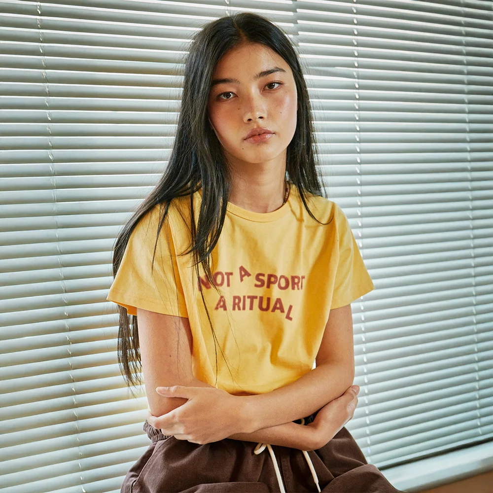 Oloa Print Crop T-Shirts Yellow