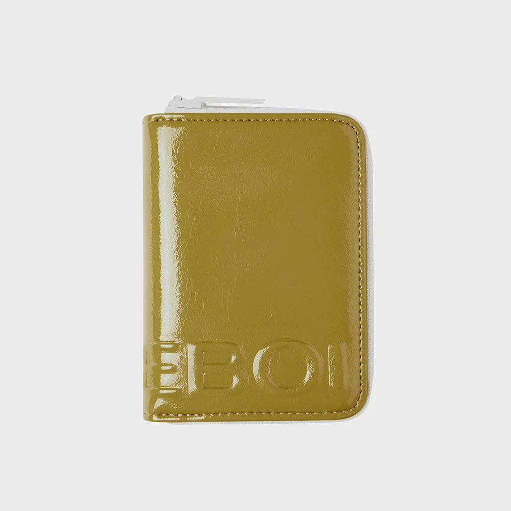 enamel zip card holder - olive