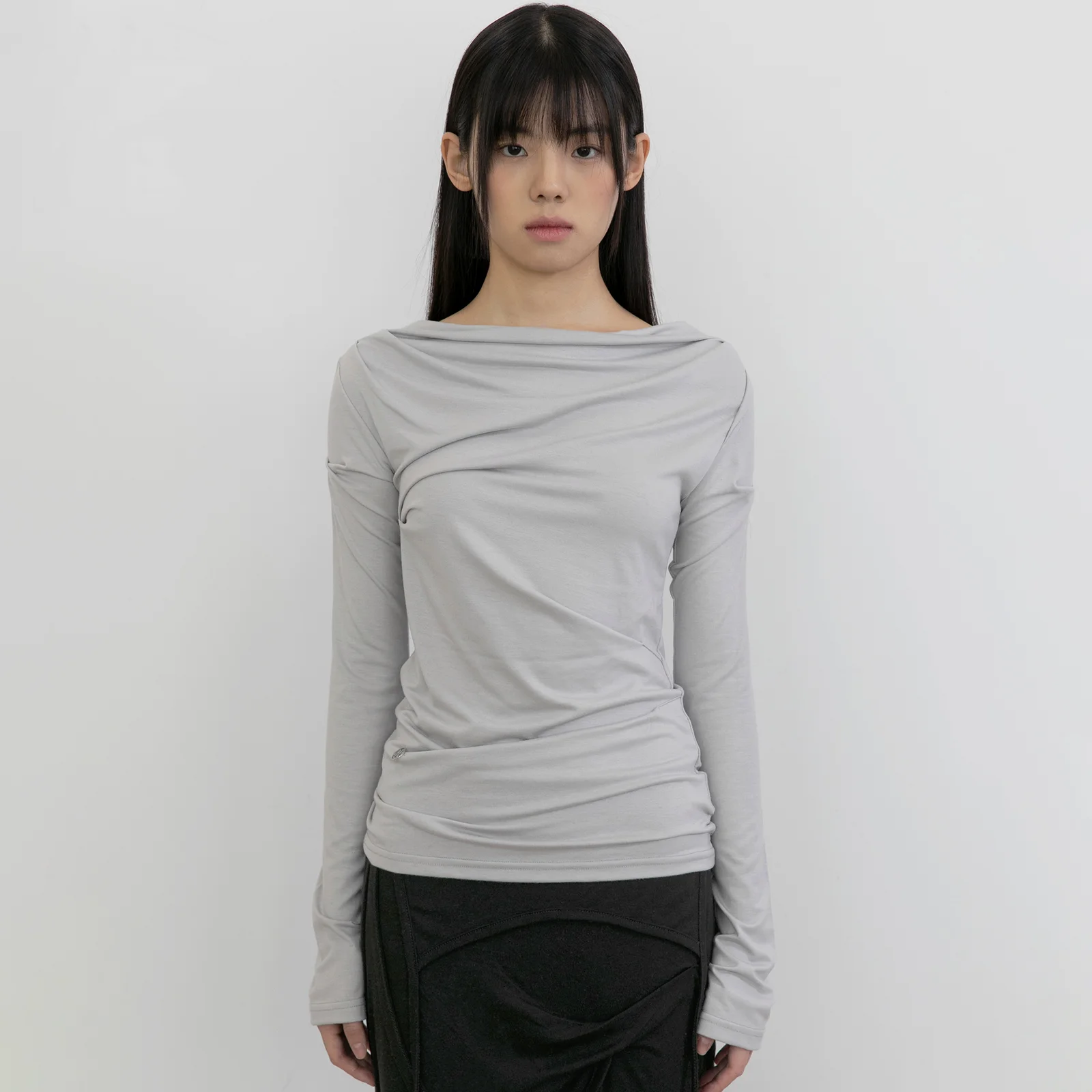 2.Drape Long Sleeve (FL-146_Light Gray)
