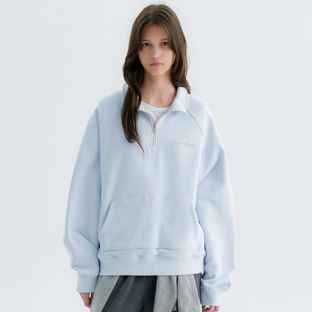 Edit Half Zip-Up Sweatshirt - Pale Blue