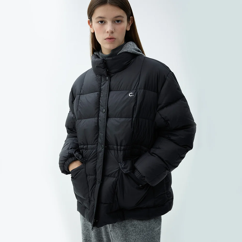 Square Quilted Down Jacket (Black)