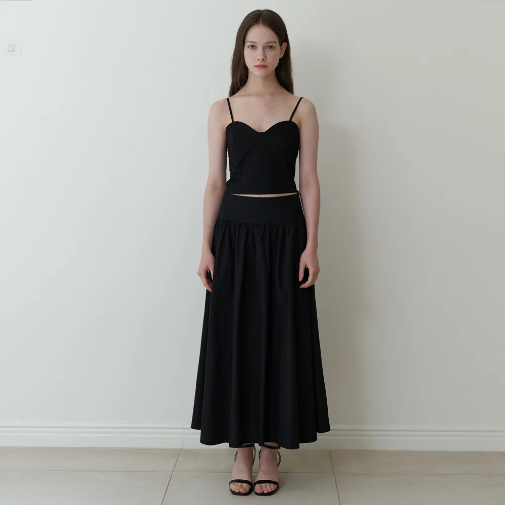 flare long skirt - black