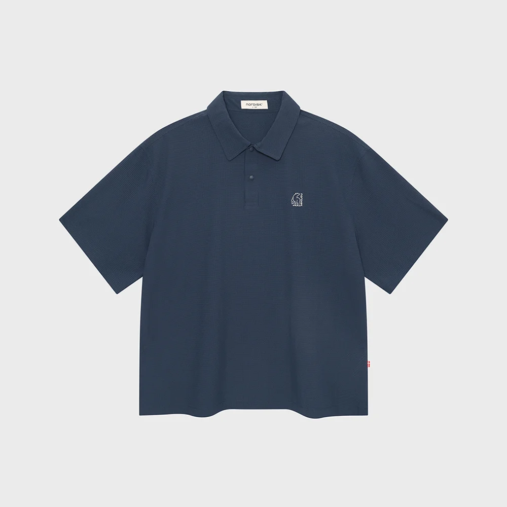 Perrier 冰霜色 泡泡紗 Polo 短袖 T恤 - M_Navy_OMM26261N4