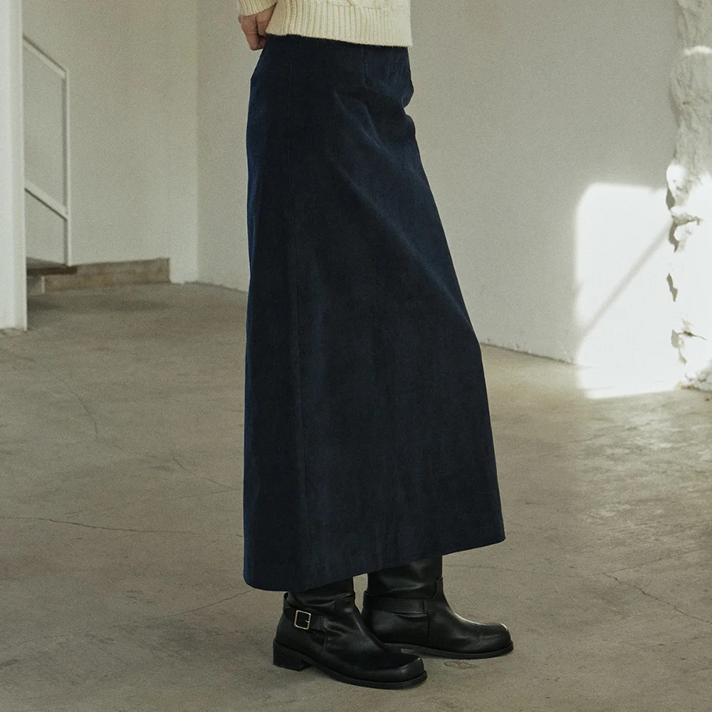 CORDUROY LINE SKIRT_NAVY