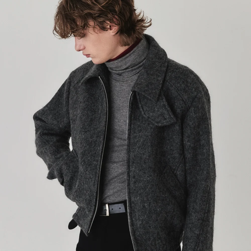 Misty Brushed Wool Jacket_Smoky Charcoal