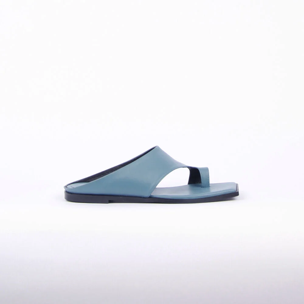 Diana Leather Slides Ocean Blue