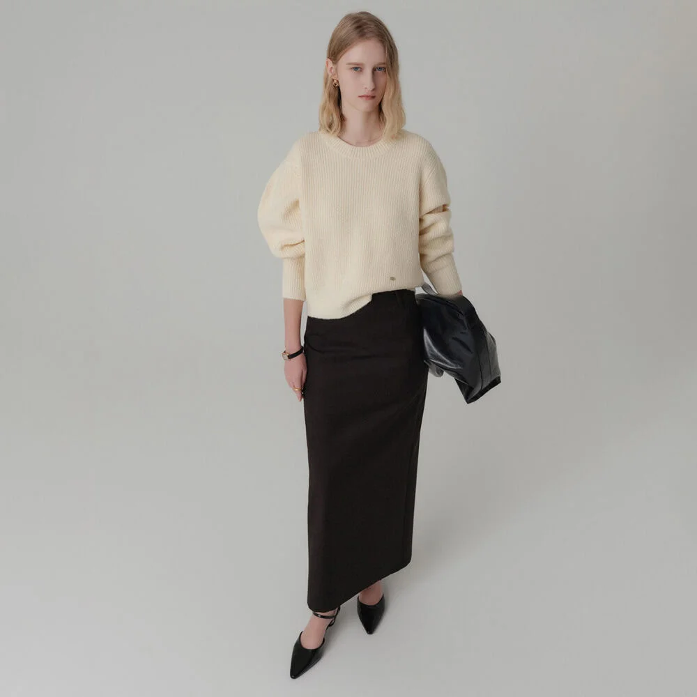 Chenny 羊毛 羅紋 針織衫_象牙色 / CHENNY WOOL RIBBED KNIT_IVORY