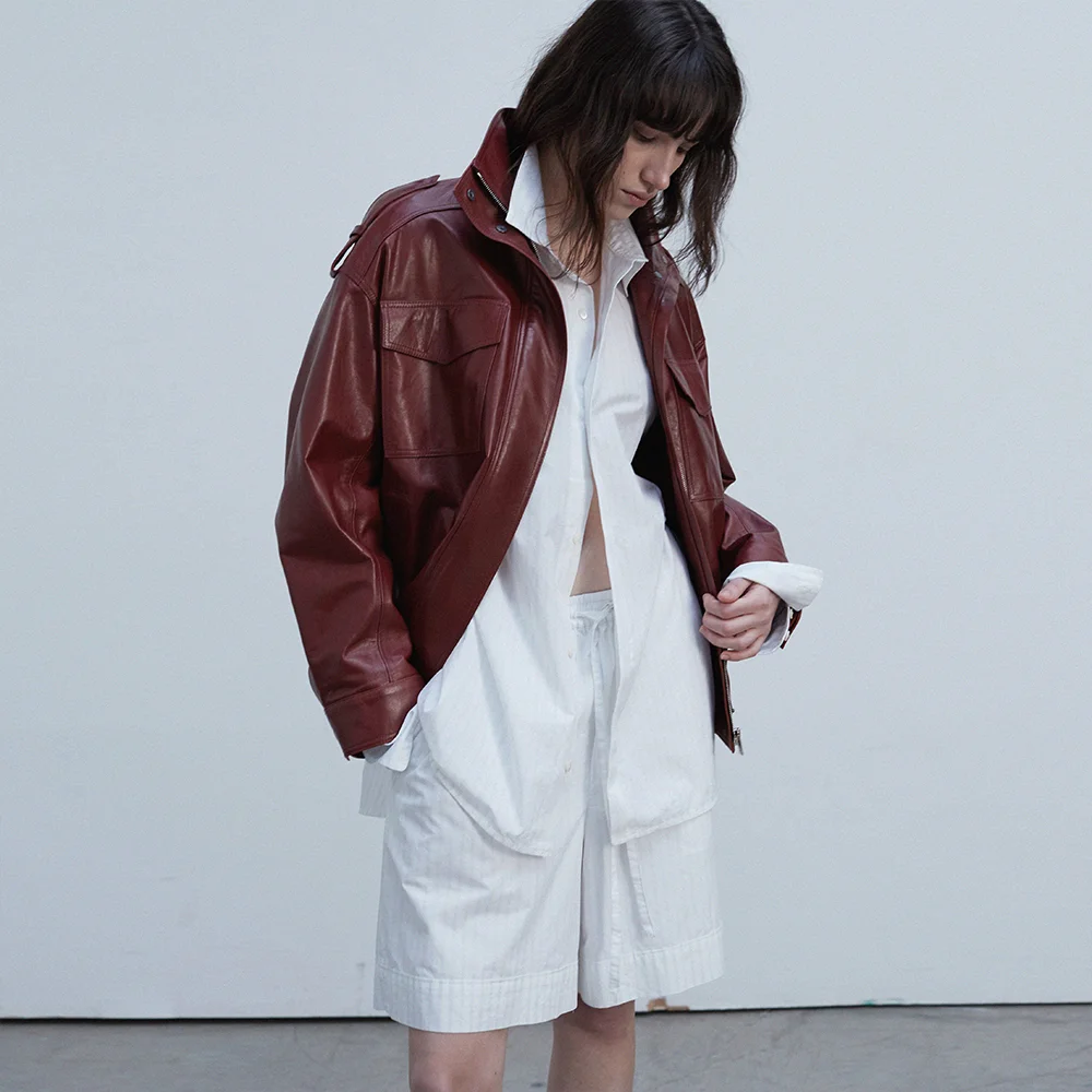 Oversized Flap Pocket Bomber_French Red