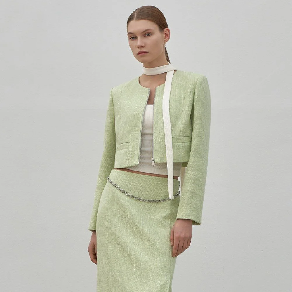 LINDA TWEED ZIP-UP SET-UP JACKET(JK-2930)