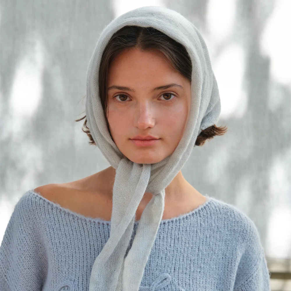 Kid Mohair Knit Scarf - 3Color