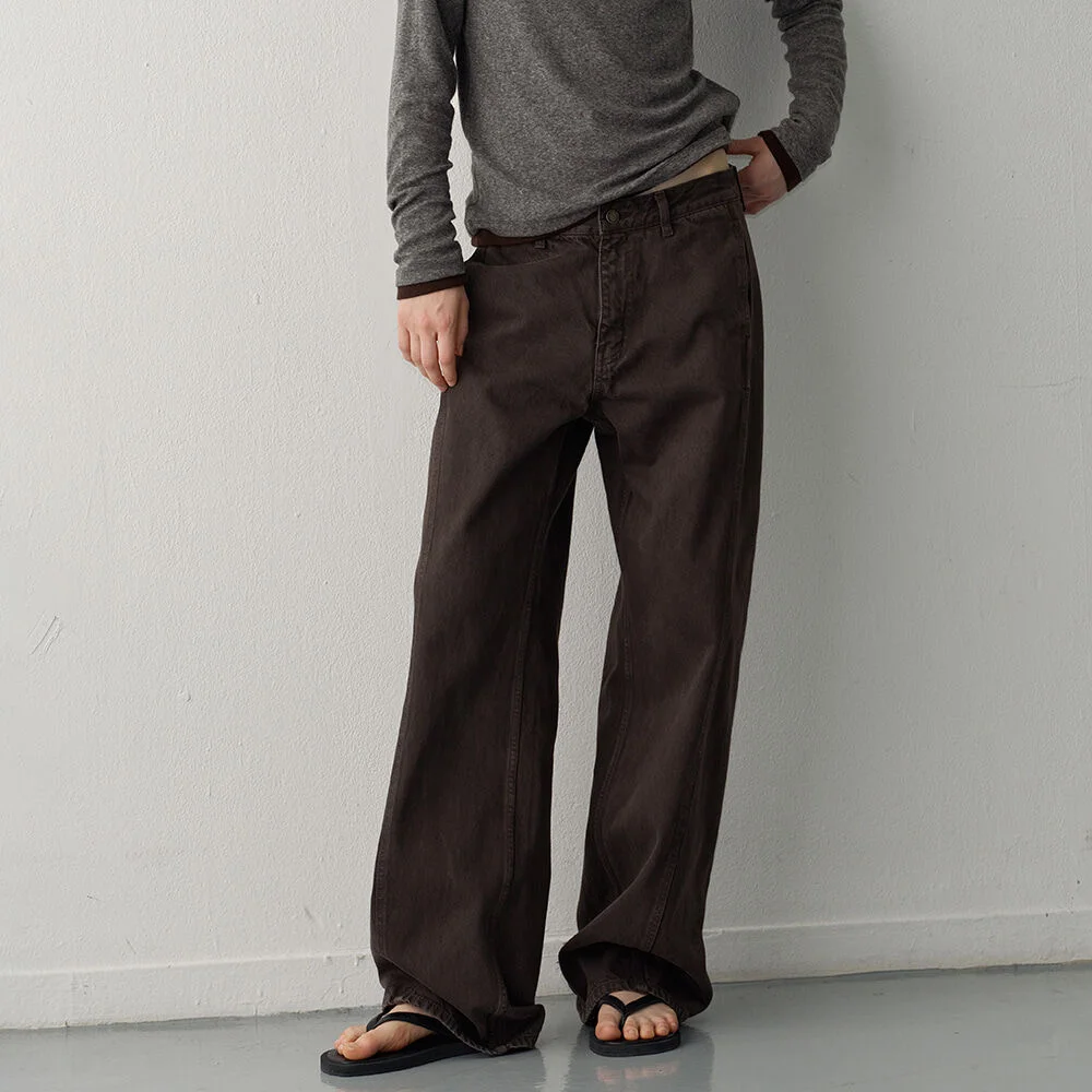 弧形 牛仔_vintage brown