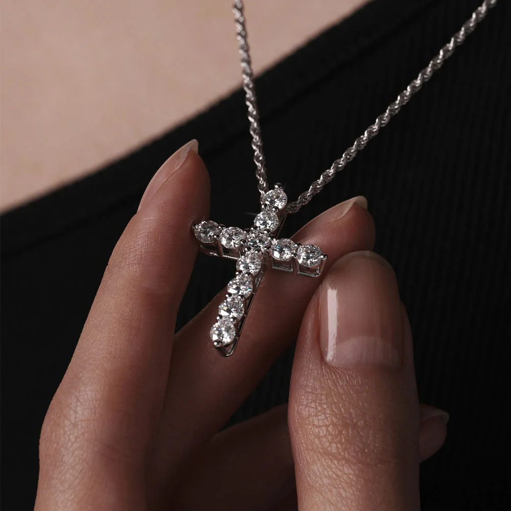 Cross Rope Chain Necklace Silver-L