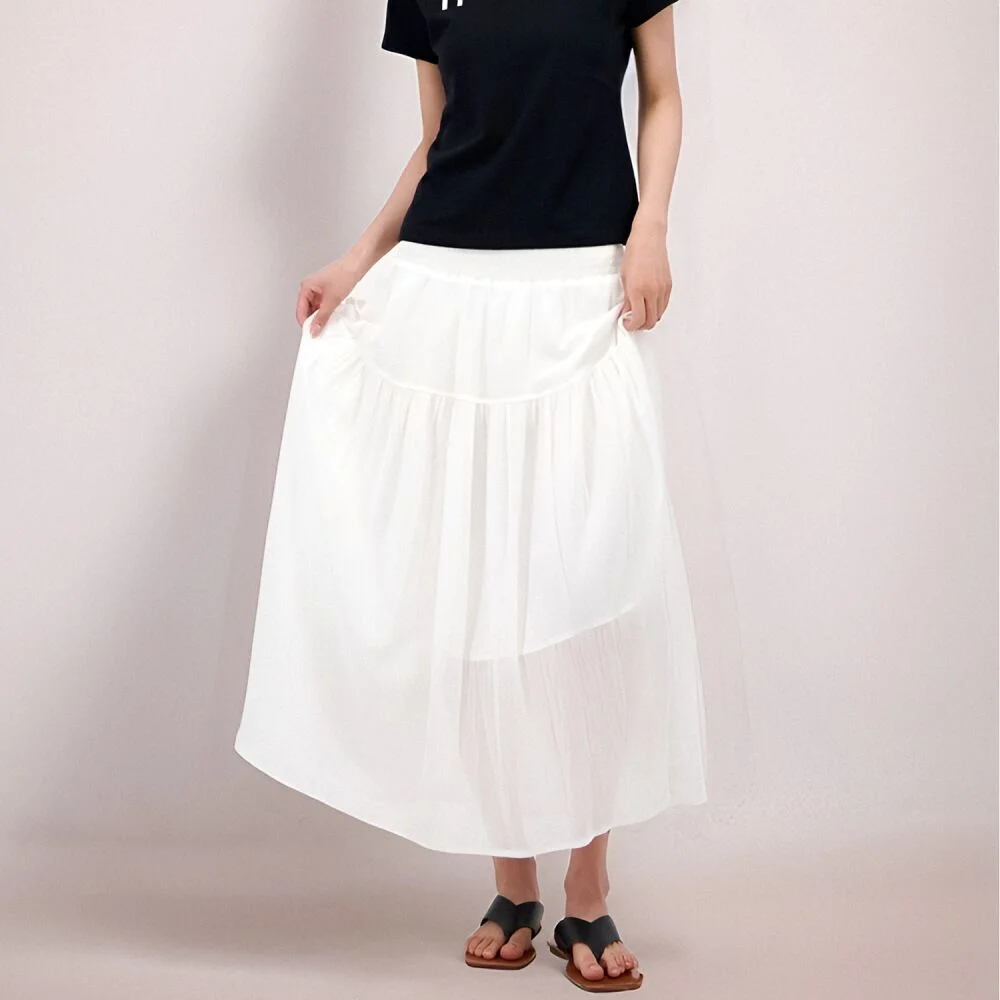 Sheer Bending Flare Skirt _White