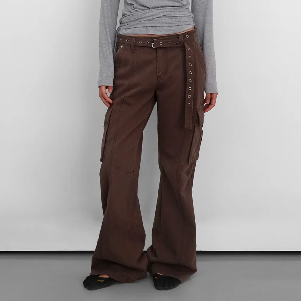 Wide Bootcut Cotton Pants_Brown