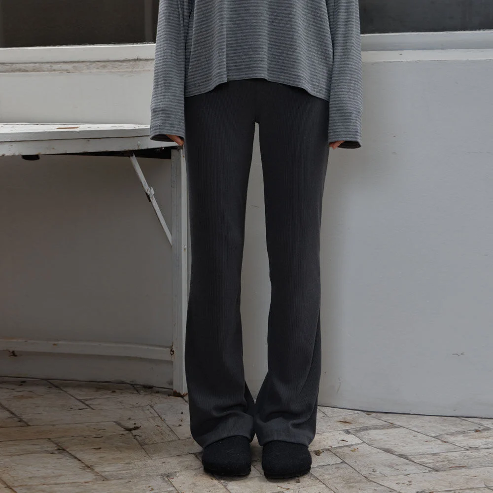 Ribbed Knit Bootcut Pants (Charcoal)