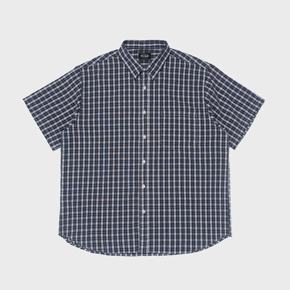 CREEZ LOOSE FIT CHECK SHORT SLEEVE SHIRT (NAVY)