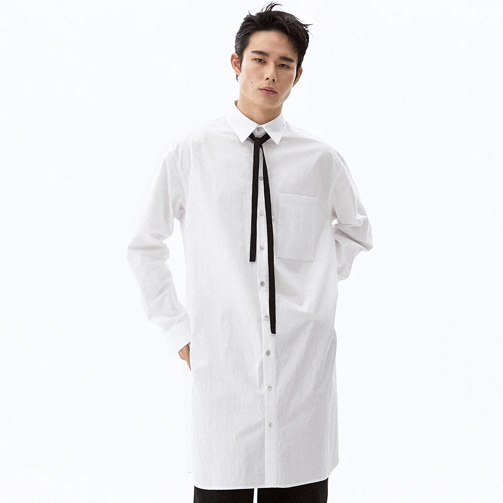 UNISEX Slit Detail Long Shirt White