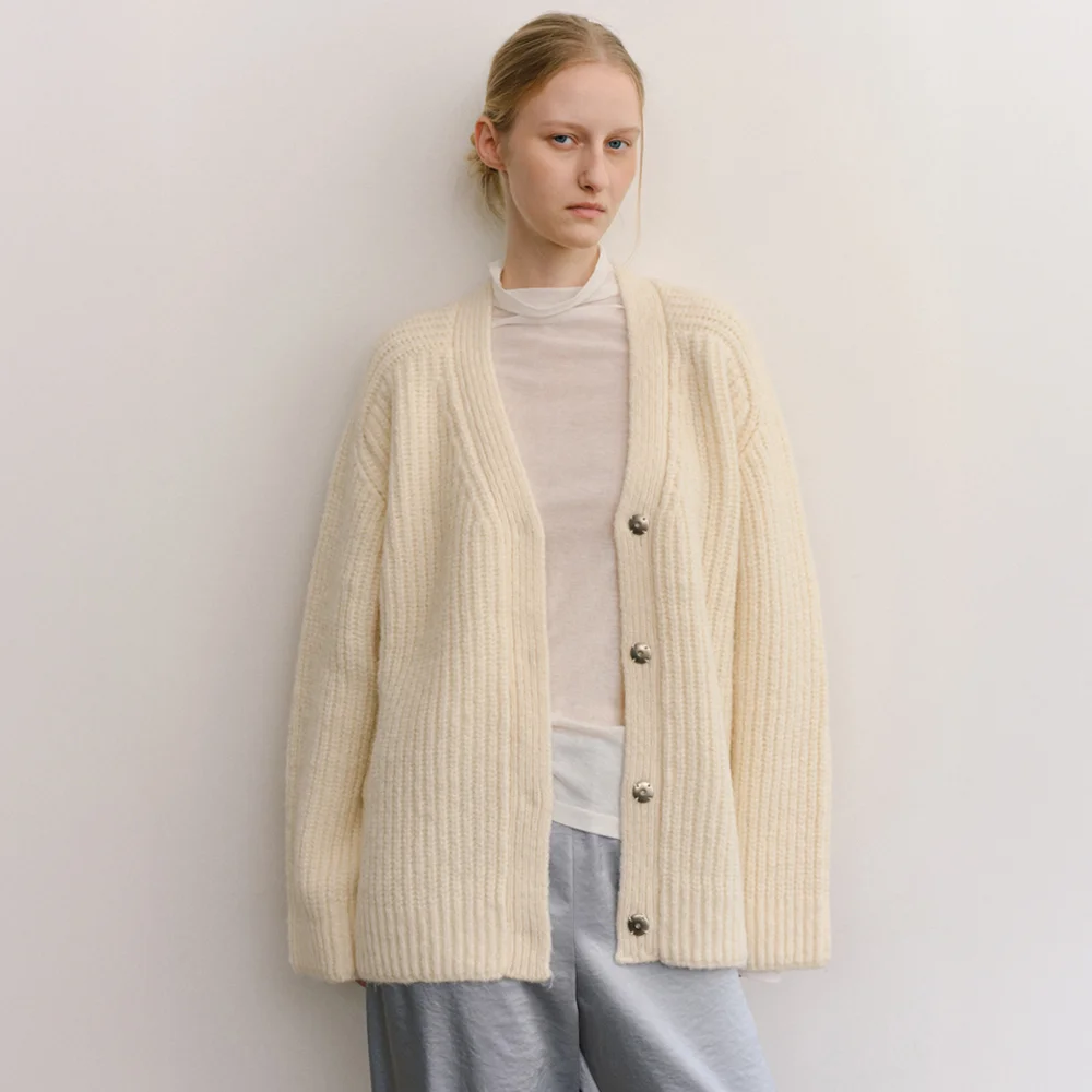 NEST BULKY BELTED CARDIGAN_CREAM IVORY