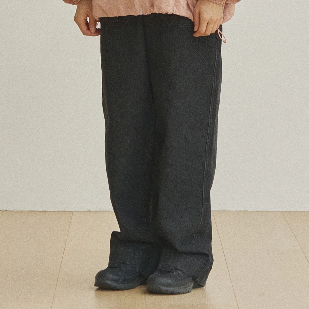 ONE TUCK WIDE FATIGUE DENIM PANTS (BLACK)