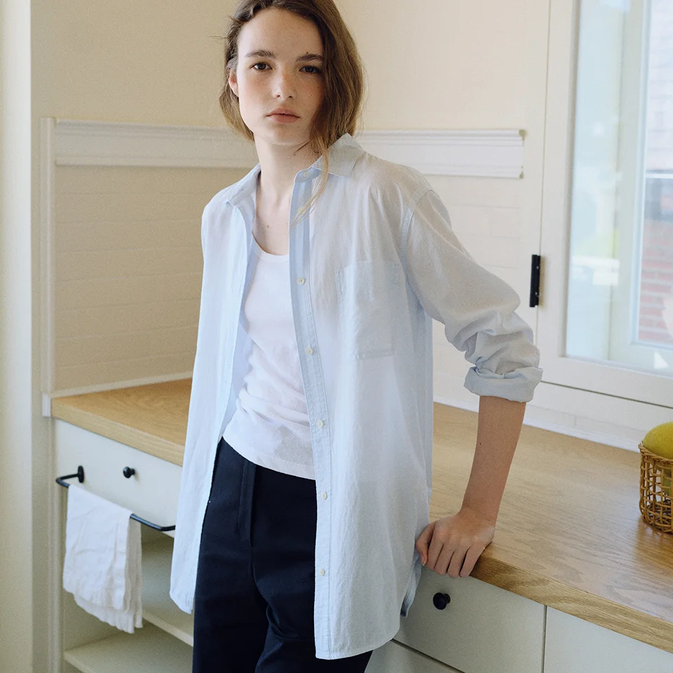 sheer cotton shirt (light blue)