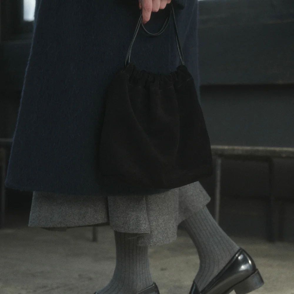 JOY SUEDE COW LEATHER BAG_BLACK
