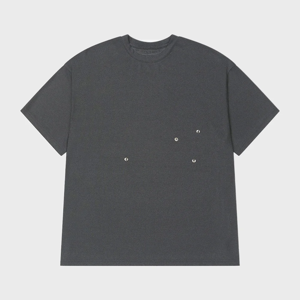 BUTTON OVERSIZE T-SHIRT IN DARK GREY