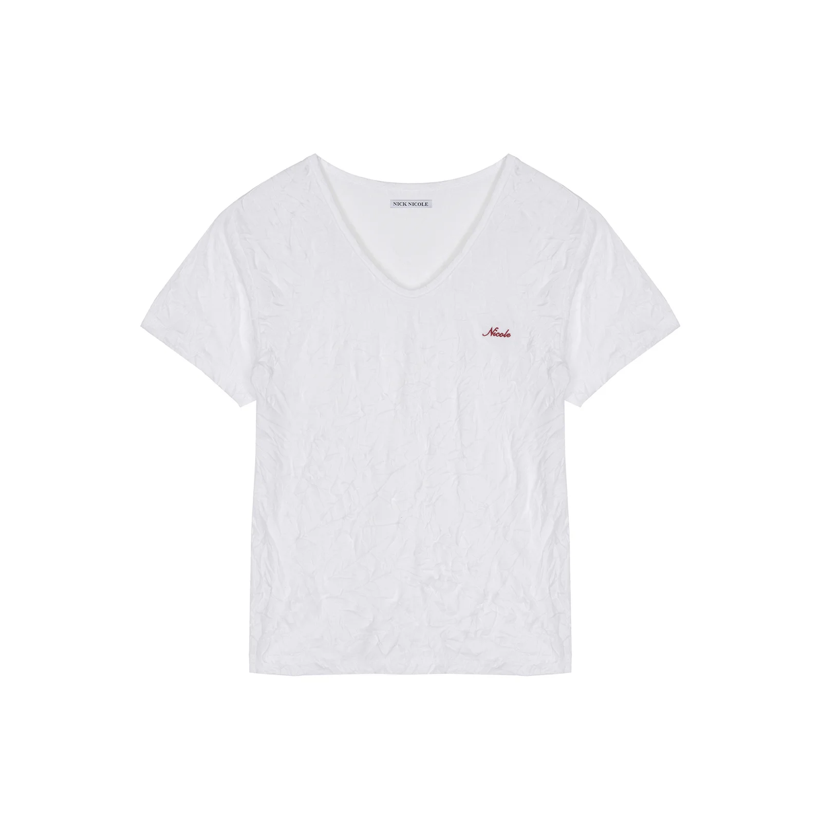 WRINKLE V-NECK TOP_WHITE