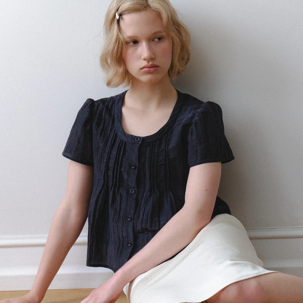 2次預訂 Crinkle Grace blouse_black