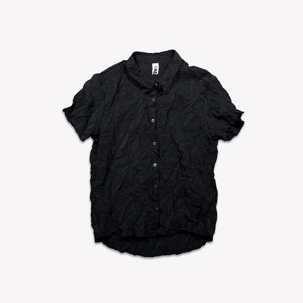 HAND CREASE SHORT SLEEVE SHIRT - BLACK
