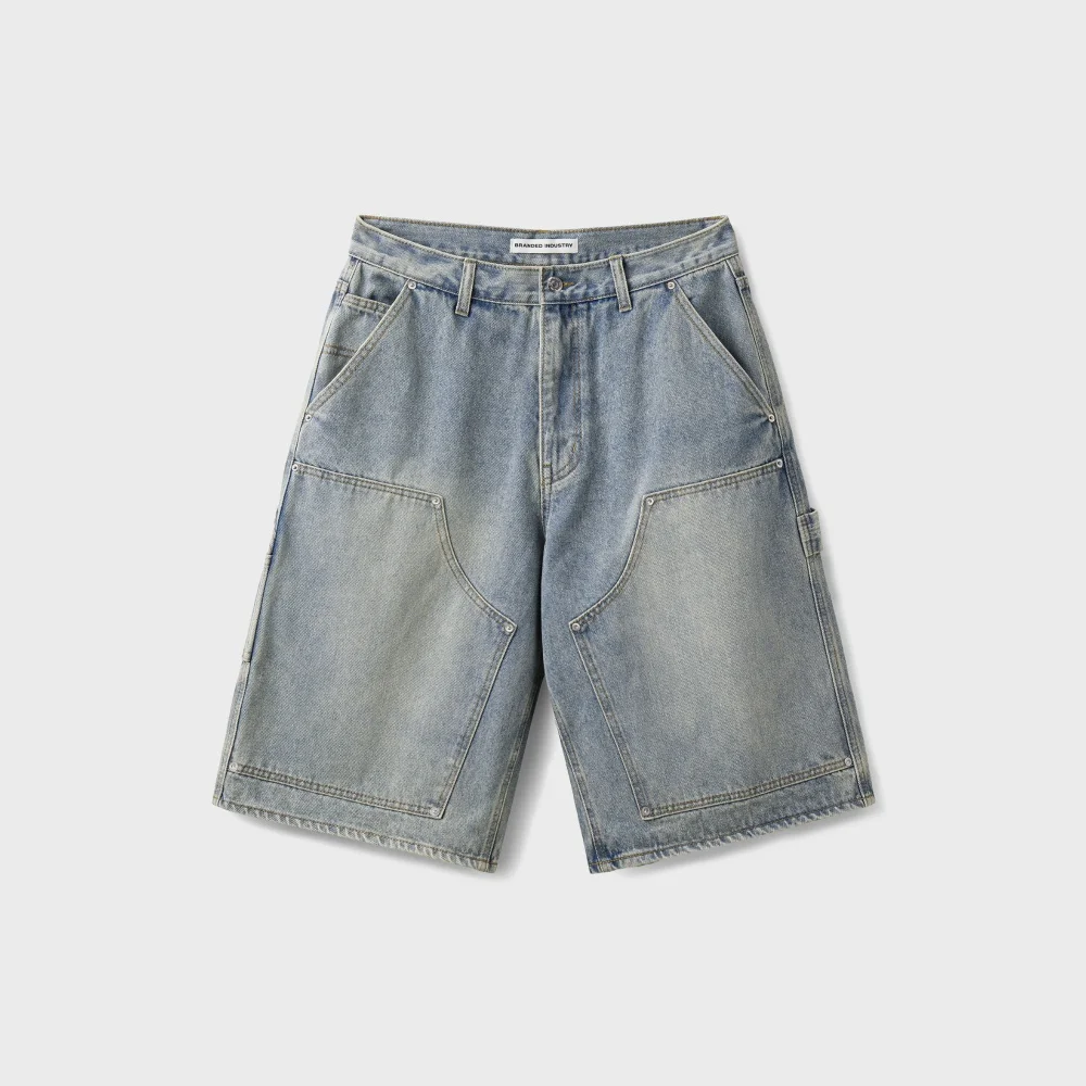 DOUBLE KNEE CARPENTER DENIM SHORTS