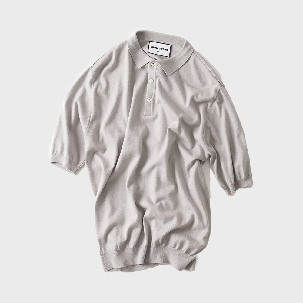 BIRTHDAYSUIT : Soft Modal Polo Neck Knit (L.Grey)